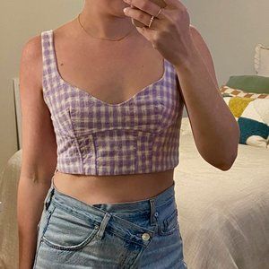 Zara Purple Gingham Crop Top
